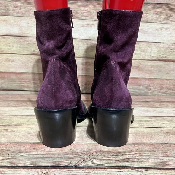 Ann Demeulemeester Purple Seude Heeled Chunky Ankle Boots - Picture 8 of 10